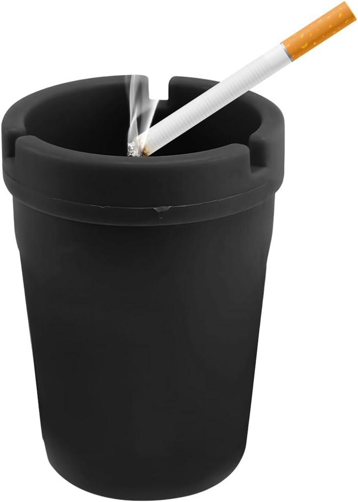 NYTKL Car Ashtray, Plastic Portable Smokeless Self-Extinguishing Vehicle Cigarette Trash Can Ash Tray, Universal Windproof Butt Bucket Ash Holder Organizer for Car Cup Holder (Black) - Image 1